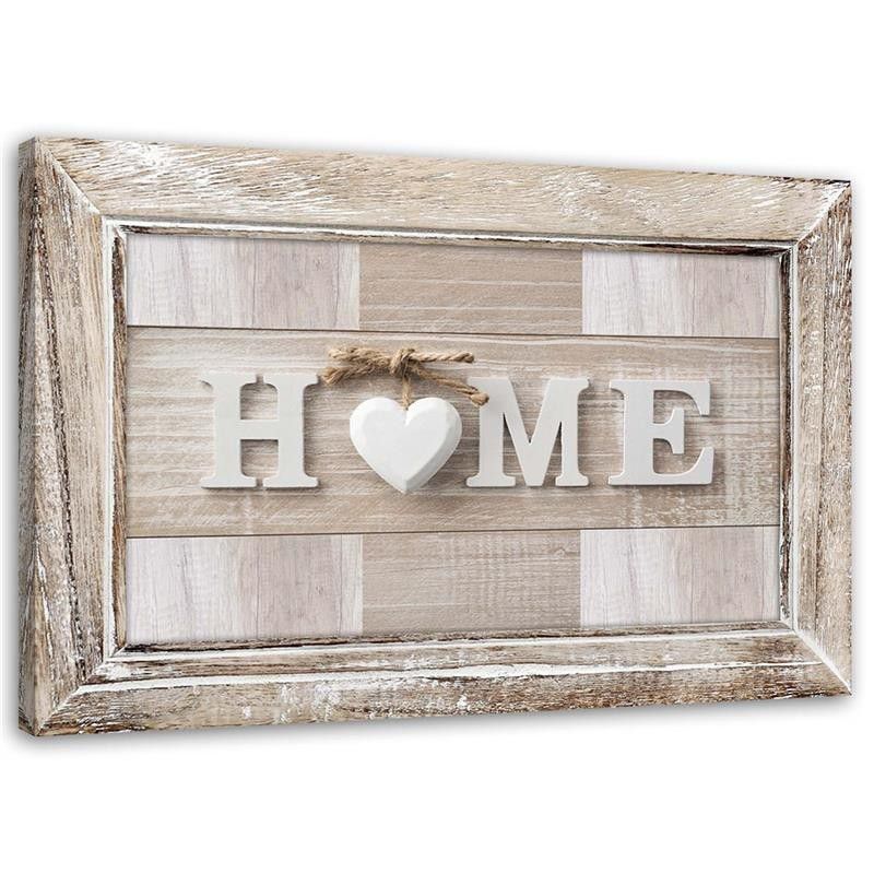 Obraz Feeby Napis Home w jasnym drewnie z ramą 45x30cm 1szt