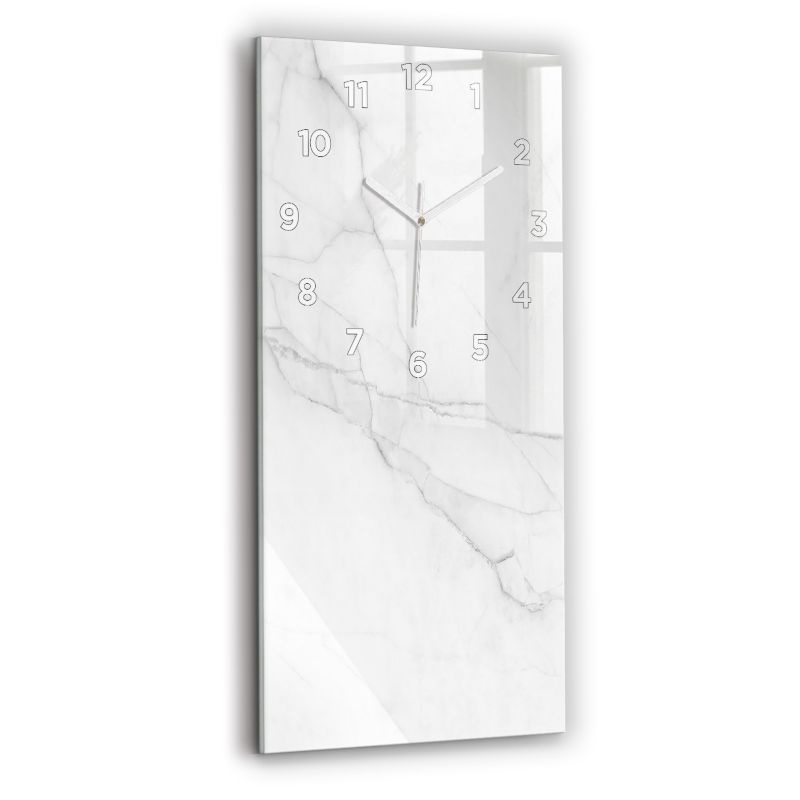 Zegar z białymi wskazówkami Wallfluent 30x60 cm Dekoracyjny marmur Szklany 1 szt.