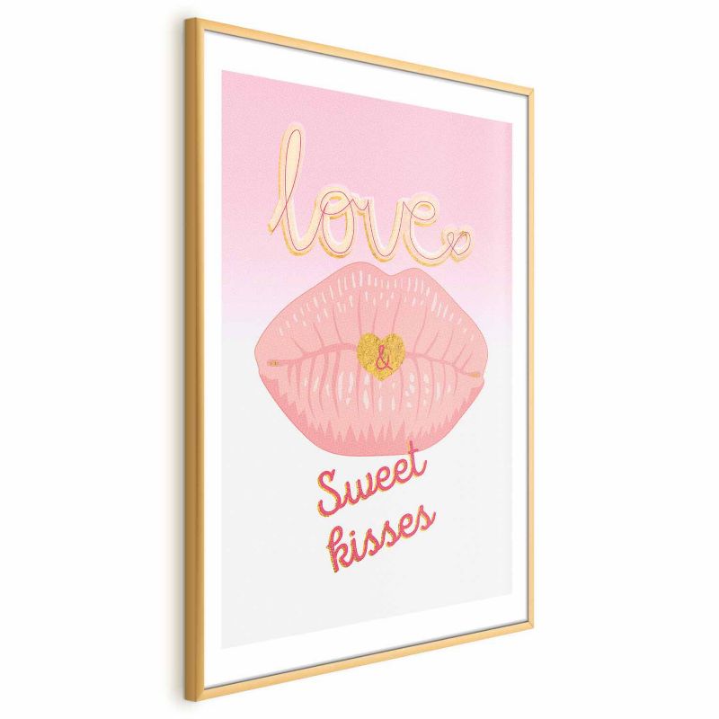 Plakat Artgeist Sweet Kisses 21x30 cm z ramą złotą 1 szt