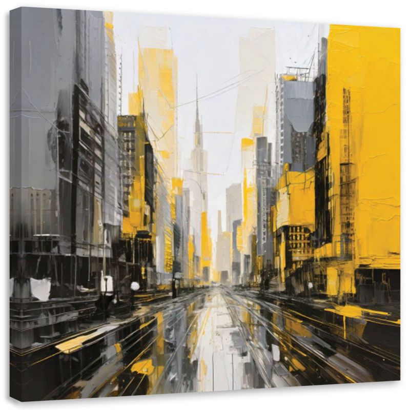 Obraz do sypialni Feeby Miasto Nowoczesne Żółty 60x60cm 1szt