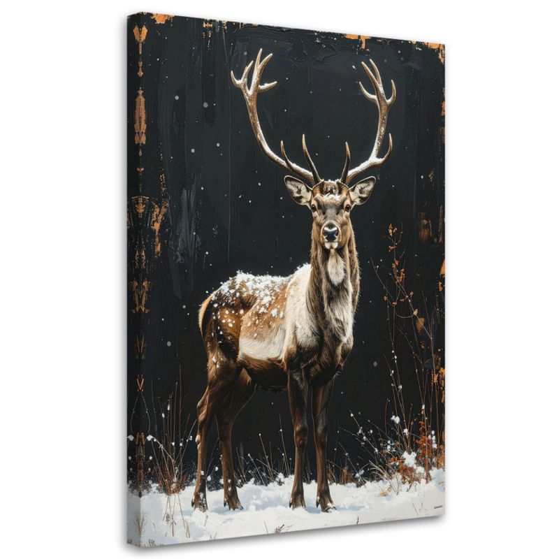 Obraz do salonu jadalni biura Feeby Renifer zima śnieg choinki 70x100cm 1szt