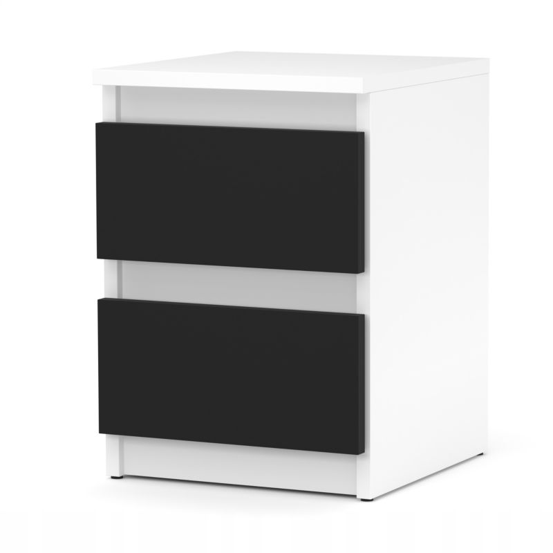 Szafka Nocna Stiv-Meble 2 Szuflady 30 Cm Stolik Biały Czarny Mat 30X30X40 Cm 1Szt.