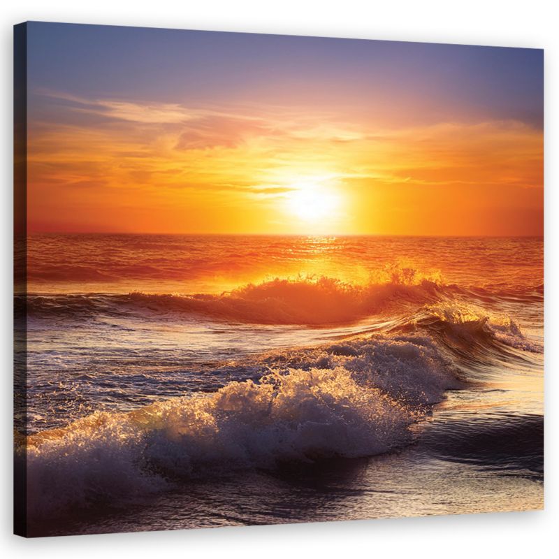 Obraz do salonu sypialni Feeby Fale Morze Zachód Słońca 60x60 cm 1szt