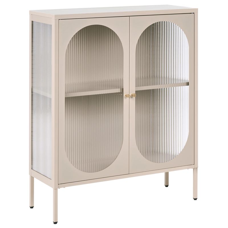 Szafka ze szklanymi drzwiami Sarre Metal 90 cm Beżowy 1 szt.