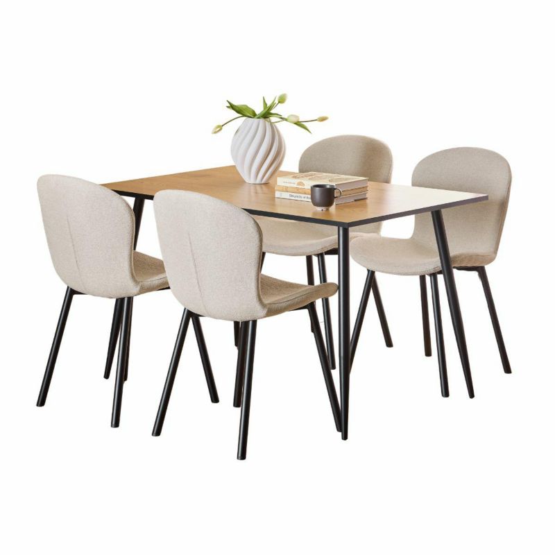 Prostokątny stół 120x80 cm z 4 krzesłami beżowy Wilma 1 kpl.