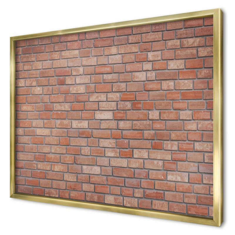 Tablica magnetyczna do salonu Wallfluent 70x50 Ceglana ściana w złotej ramie 1szt