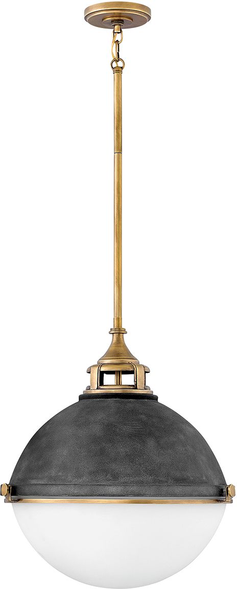 Quintiesse Fletcher lampa wisząca 2x60 W biała/postarzany cynk/stary mosiądz QN-FLETCHER-P-M-AZ