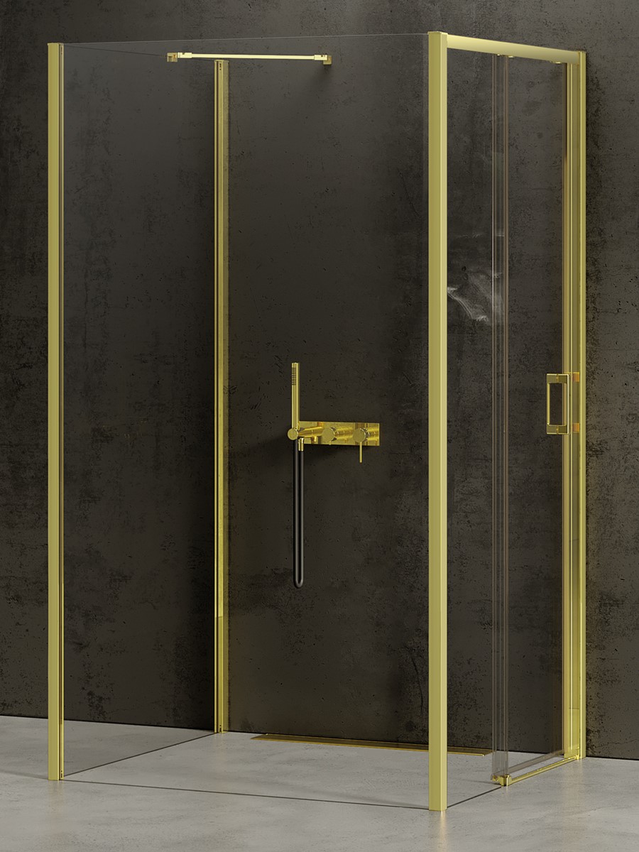 New Trendy Prime Light Gold kabina prysznicowa 110x100 cm prostokątna lewa złoty/szkło przezroczyste K-1499