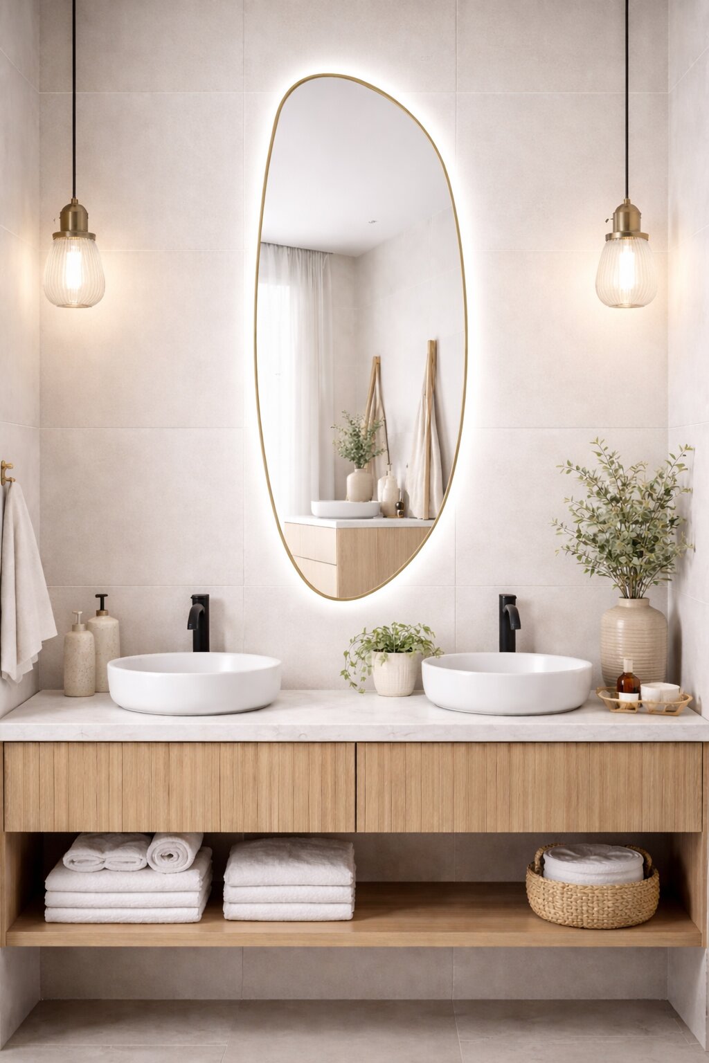 Baltica Design Stone Fluid L lustro 155x50 cm z oświetleniem LED rama złota barwa neutralna