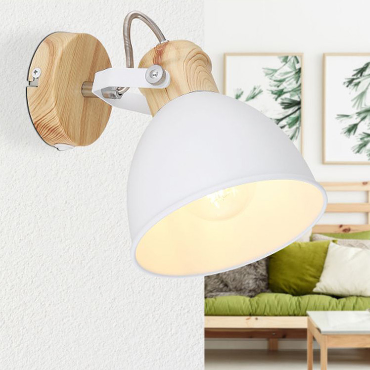 Globo Lighting Wiho kinkiet 1x40W biały/drewno 54018-1