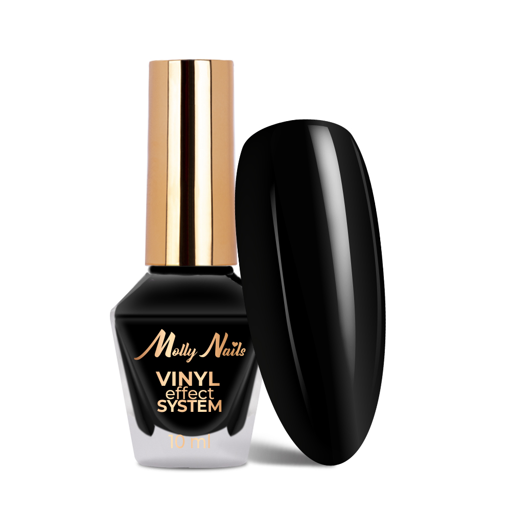 Klasyczny lakier STEP 2: Color Lacquer Vinyl Effect System MollyNails Black 10 ml