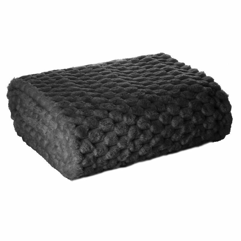 Koc Flano Eurofirany z efektem 3D czarny 170x210 cm miękki gruby 1 szt.