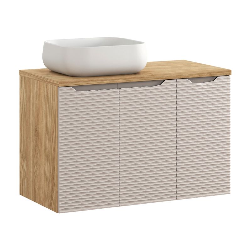 Zestaw mebli łazienkowych Comad Ocean Beige 90cm z blatem i umywalką nablatową Nika 1szt