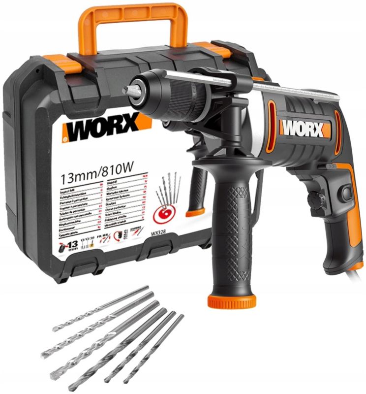 Wiertarka udarowa WORX WX328 sieciowa 810W z akcesoriami - 1 kpl.