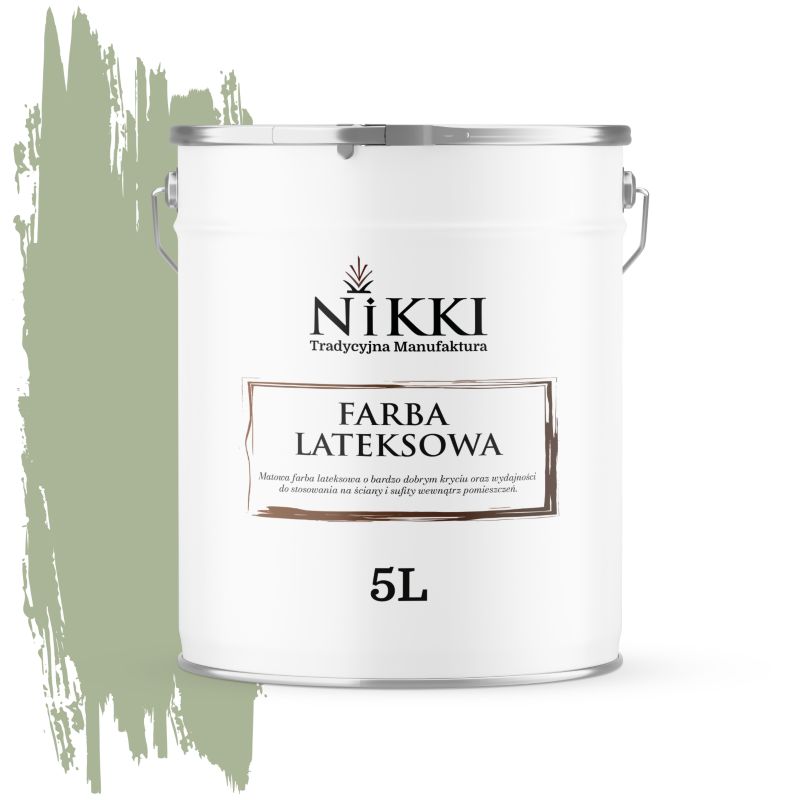 Farba Lateksowa Wewnętrzna Ściany i Sufity NIKKI Zielony H2143 Głęboki Mat 5L