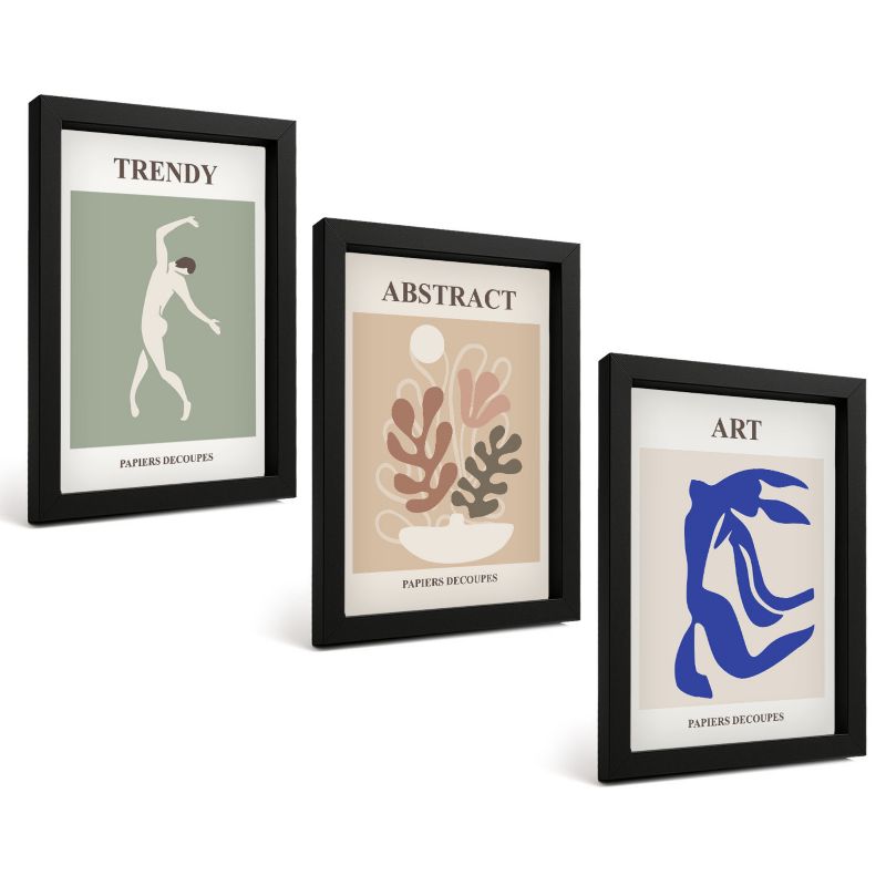 Trzyczęściowy Zestaw Obrazów ArtPrintCave 20x30 cm Czarna rama Stylowe postacie rośliny Matisse 1 kpl.