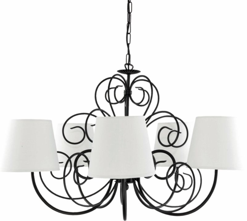 Lampa wisząca EDYLIT żyrandol 5xE27 czarna białe stożkowe abażury loft do salonu MORENA 10-350 1 szt.