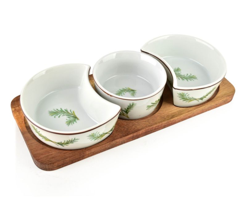 Deska z miskami Akacja Allesken MODERN KITCHEN 26,5x11x1,2cm biały 1 kpl