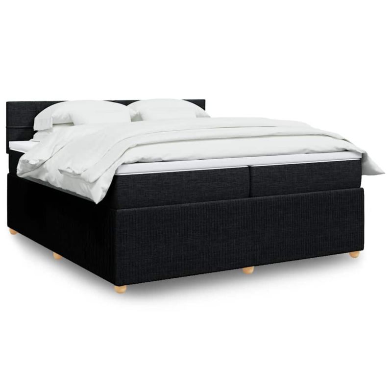 Łóżko z materacem WaszeMeble 200x200 cm Czarny tkanina WM-3287565 1 szt.
