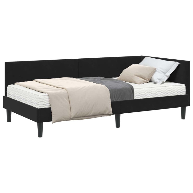 Łóżko Tapicerowane WaszeMeble z Materacem 90x200 cm Czarne WM-3393783 1 szt.