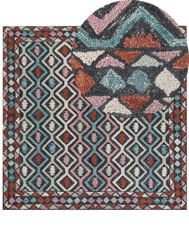 Dywan Haymana Kolorowy 200 x 200 cm Wełna 1 szt.