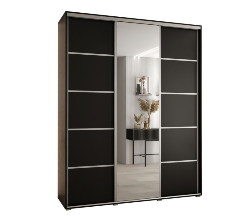 Szafa przesuwna Abiks DAVOS 5 wysoka szer.170cm gł.60cm czarny/czarny/srebrny 1szt.