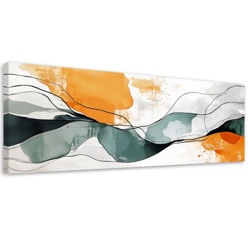 Obraz na płótnie Feeby Abstrakcja Linie Plamy Pomarańczowy Turkus Minimalizm 150x50cm 1szt