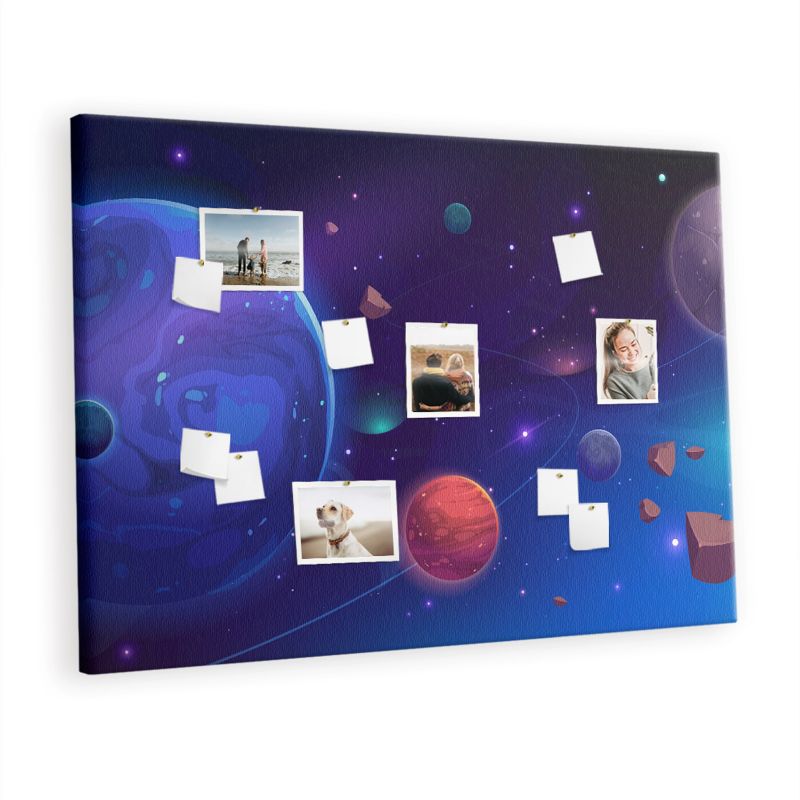 Tablica Korkowa Tulup 140x100 cm Planety galaktyka Obraz dekoracyjny ścienny Pinezki drewniane 1 kpl