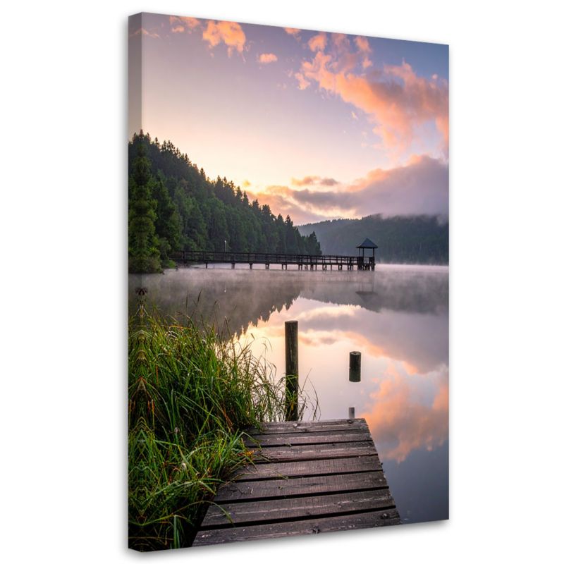 Obraz do salonu sypialni biura Feeby Widok jezioro pomost natura 80x120cm 1szt