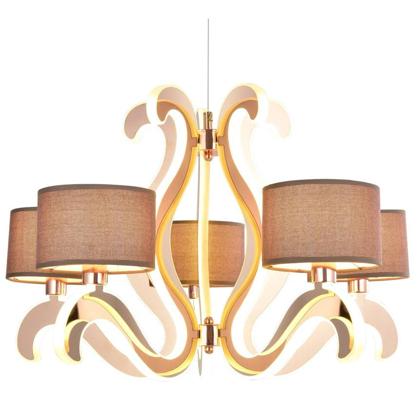 Miedziany żyrandol wiszący 5xE14 z LED do salonu AMBROSIA rustykalny