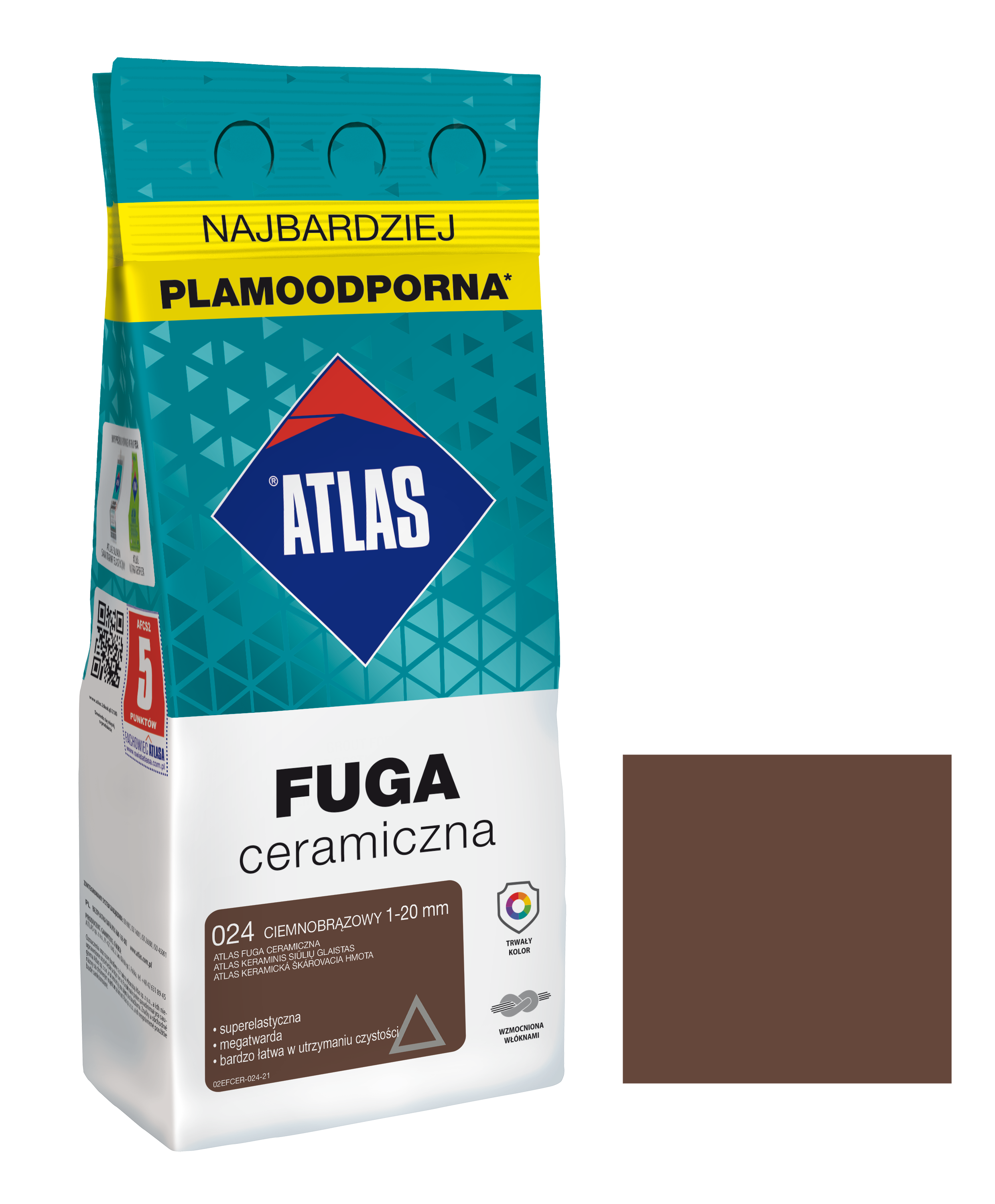 ATLAS FUGA CERAMICZNA 1-20MM 024 CIEMNOBRĄZOWA 2KG
