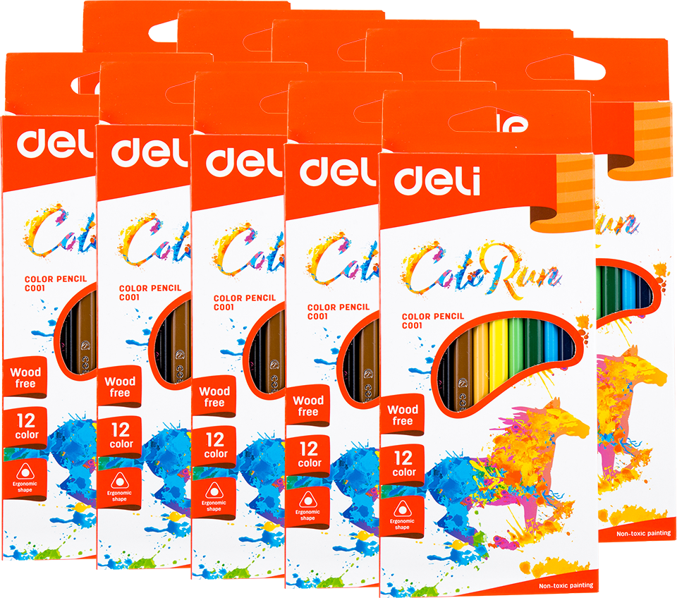 10x Kredki ołówkowe Deli Colorun EC00100, 12 sztuk, mix kolorów