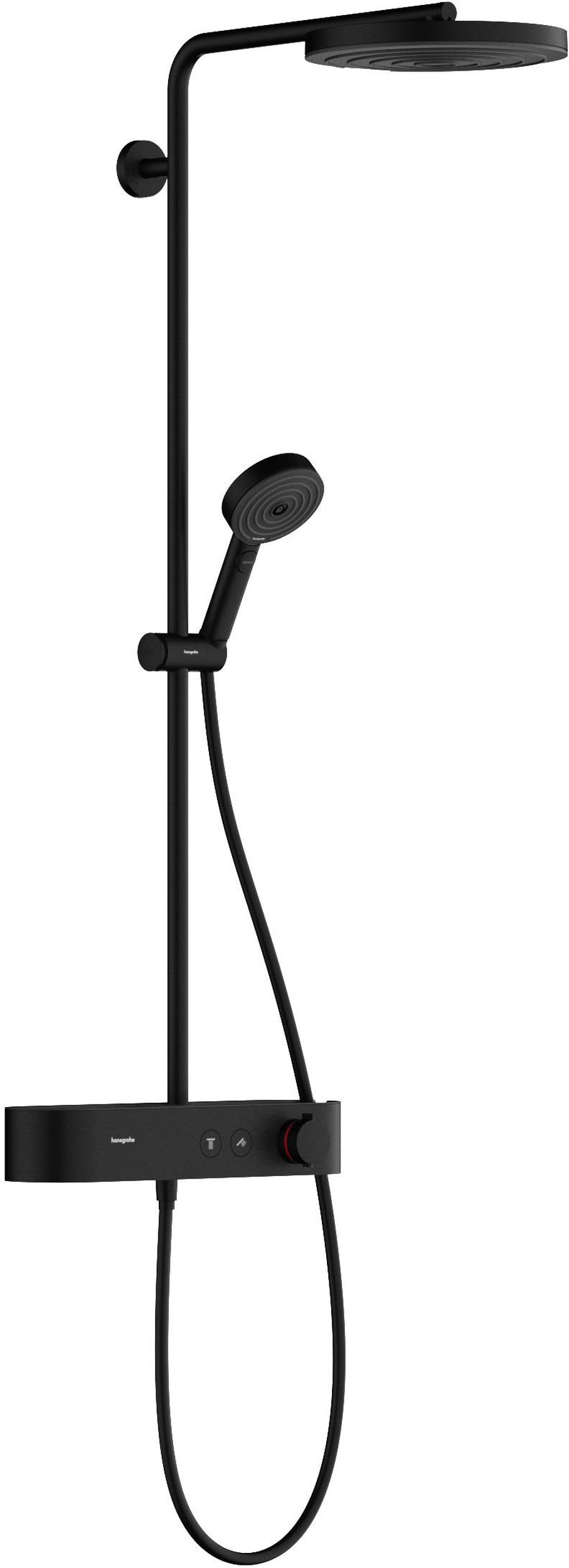 Hansgrohe Pulsify S ShowerTablet Select zestaw prysznicowy ścienny termostatyczny z deszczownicą czarny mat 24221670
