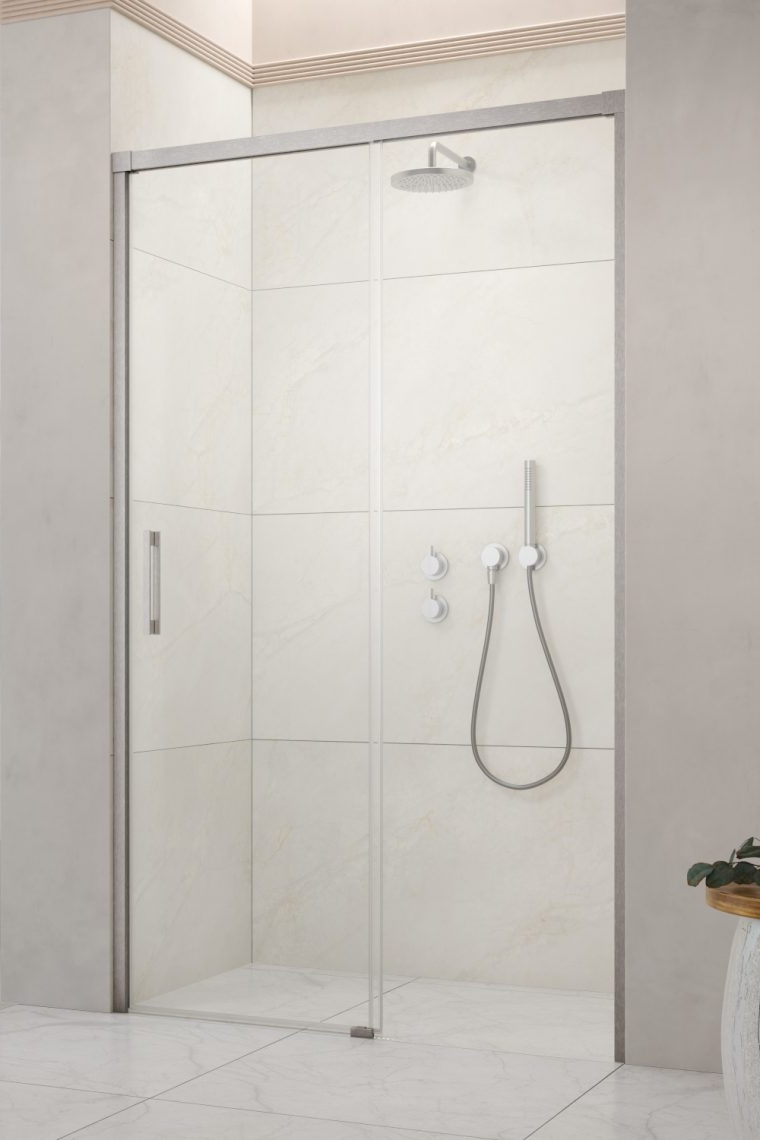 Radaway Idea Brushed Nickel DWJ drzwi prysznicowe 140 cm rozsuwane nikiel szczotkowany/szkło przezroczyste 387018-91-01R