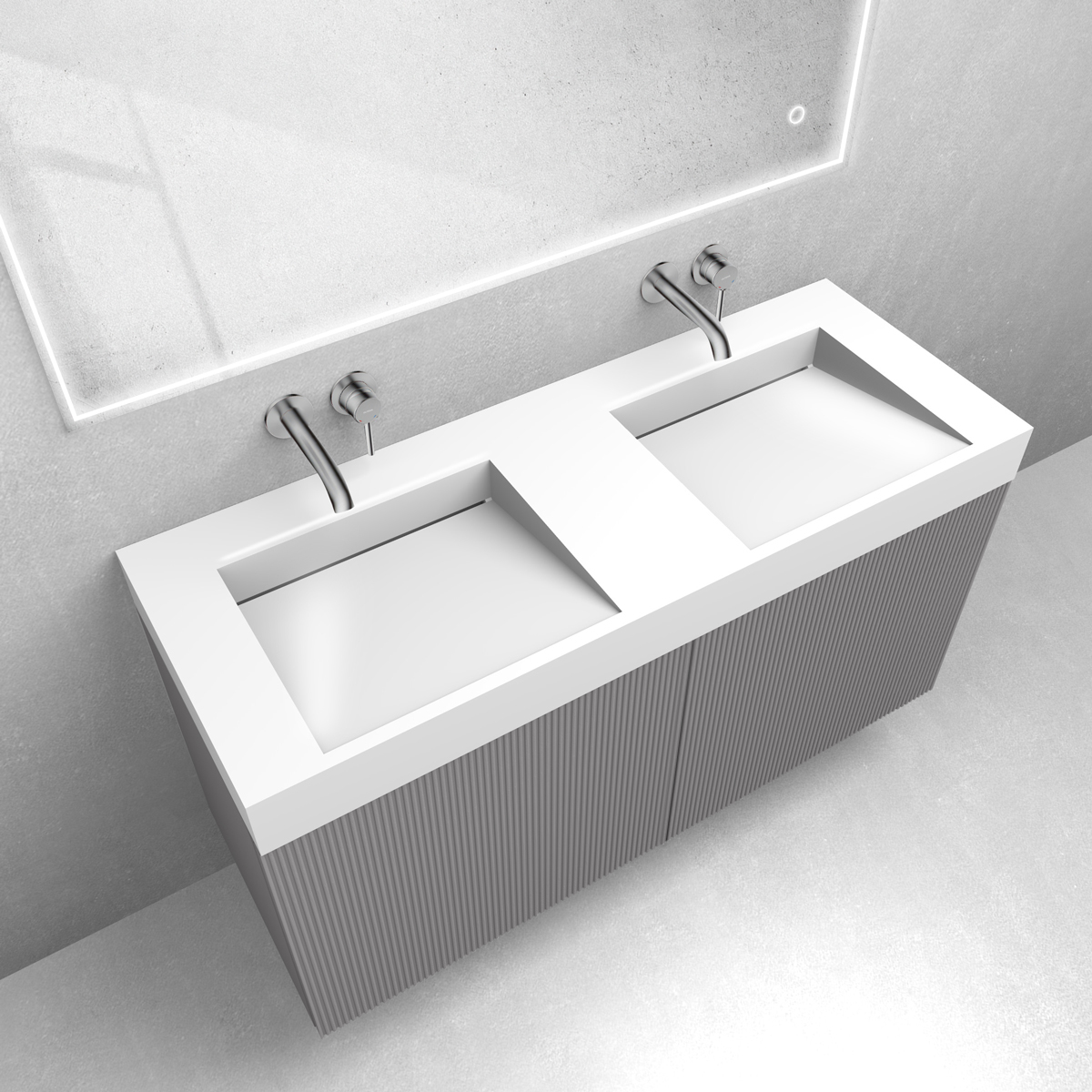 Zestaw Oltens Lun Rilla szafka podumywalkowa 120 cm z umywalką Stila LavaForm kaszmir/biały połysk 68794900 - Wysyłka w 24h