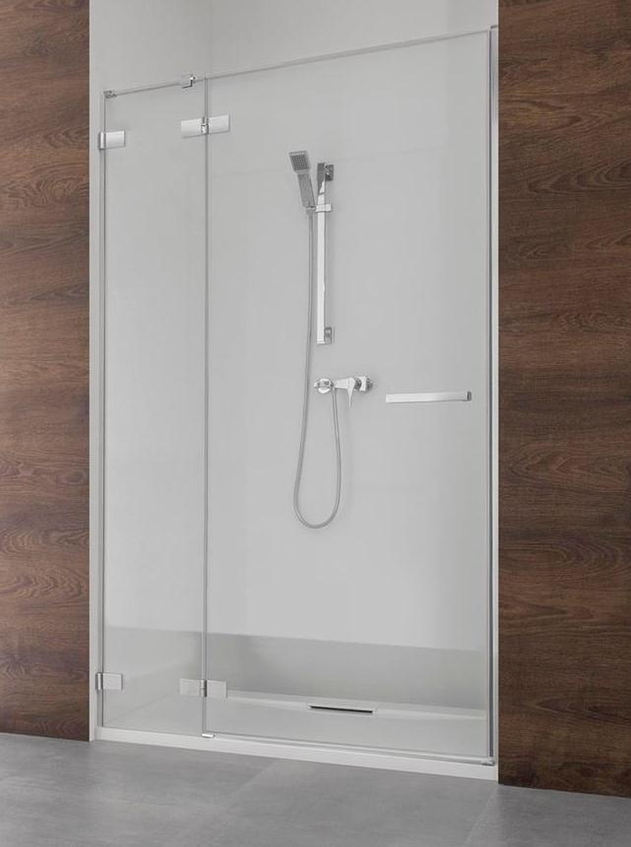 Radaway Euphoria DWJ drzwi wnękowe 130 cm lewe ze ścianką krótką chrom/szkło przezroczyste 383812-01L/383217-01L