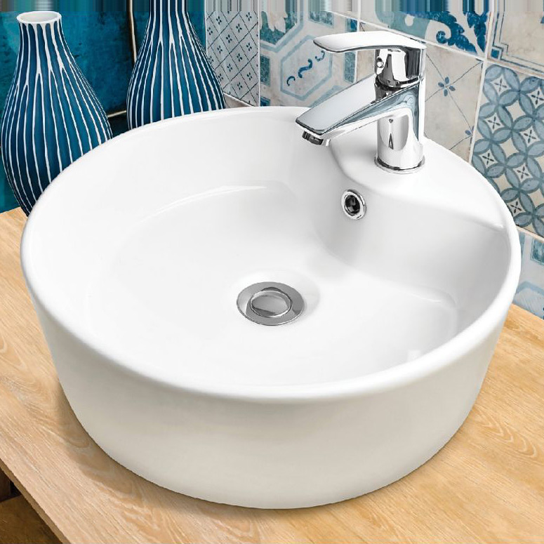 Invena Granada umywalka 41 cm nablatowa okrągła biała CE-44-001 - Wysyłka w 24h