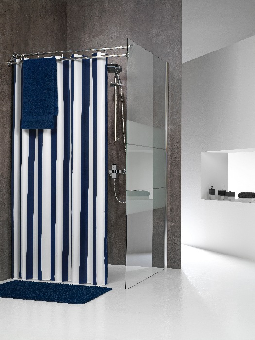 Sealskin Linje zasłona prysznicowa 180x200 cm tekstylna niebieski 233011324