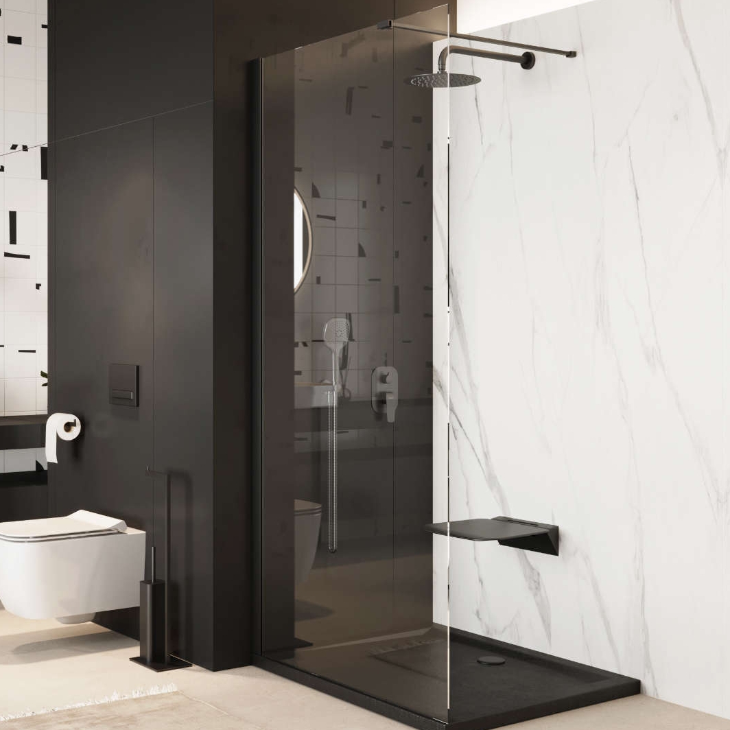 Excellent Vidoq ścianka prysznicowa walk-in 100 cm grafitowy szczotkowany/szkło przezroczyste KAEX.1506.1000.LP.AB - Wysyłka w 24h