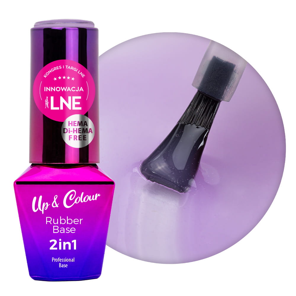 Baza kauczukowa Rubber Base 2w1 Up&Colour MollyLac Violet Touch HEMA/Di-HEMA Free 10 g Nr 5