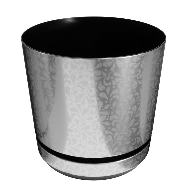 Doniczka z podstawką Kerd 18 cm wzór 059 SREBRNA KORONKA elegancki wzór glamour ekskluzywna wyrafinowana 1 szt.