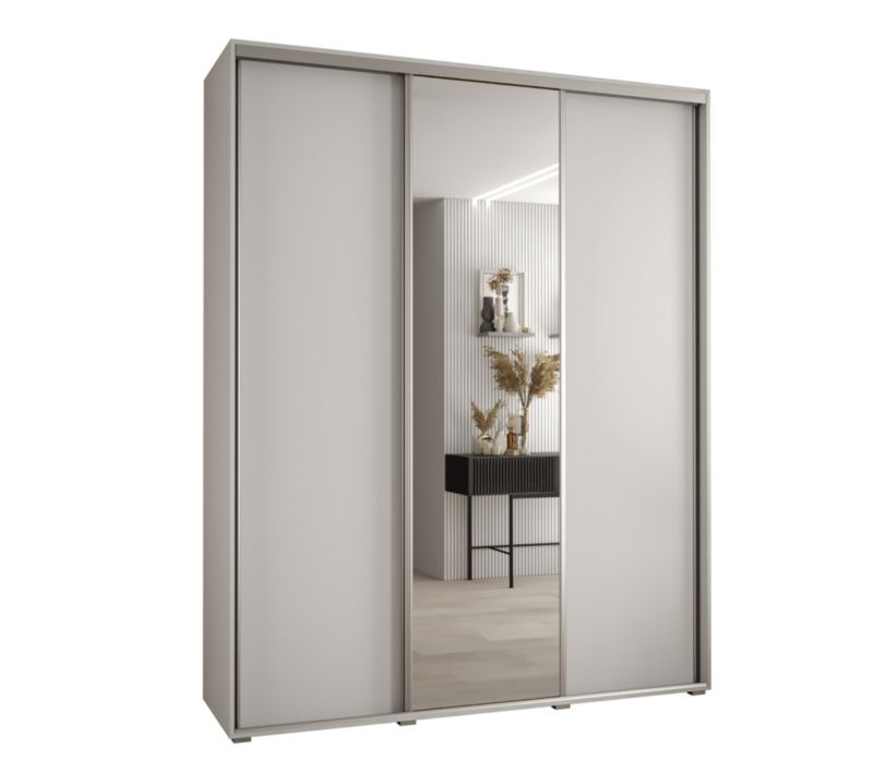 Szafa przesuwna Abiks DAVOS 3 wysoka szer.190cm gł.45cm biały/biały/srebrny 1szt.