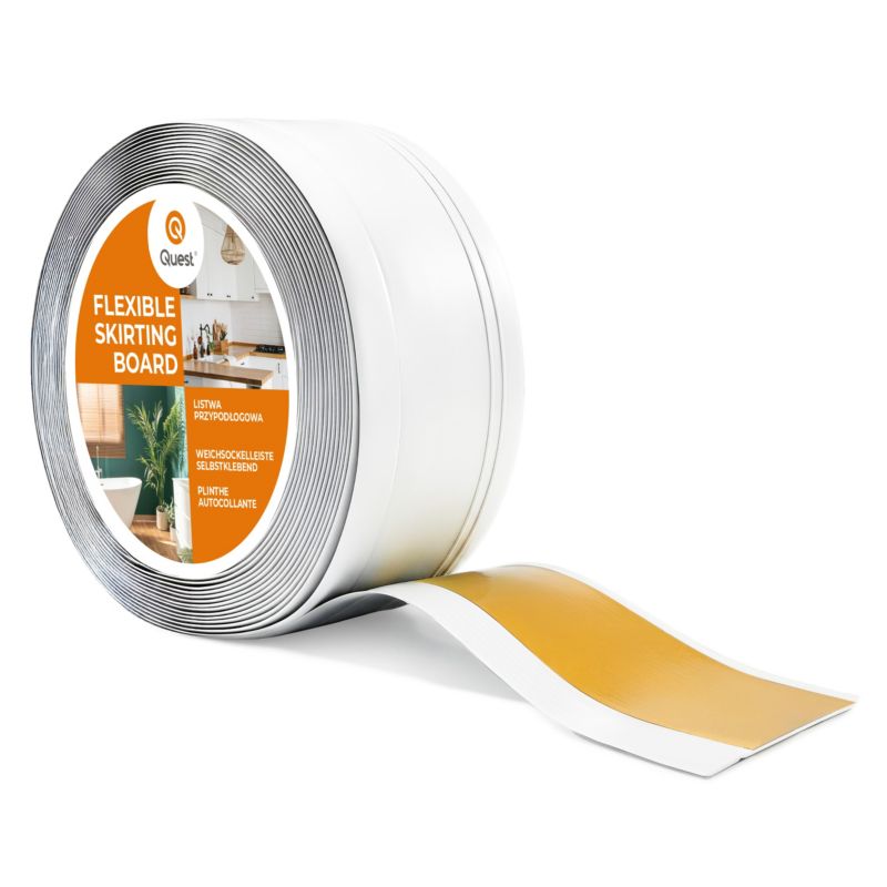 Listwa przypodłogowa samoprzylepna PCV 70x 20 mm QUEST, elastyczna listwa DEKOR cokołowa - 10 m, biały