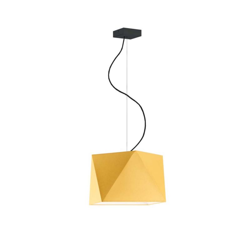 Lampa wisząca zwis Volta Light Factory żyrandol sufitowa z abażurem diament Musztardowy/czarna BURNE 1szt.