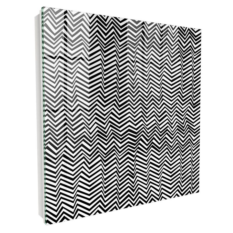 Metalowa Skrzynka Na Klucze Tulup 30x30 cm Zygzaki dynamicznie - Biała - Otwierana na lewo 1 szt.