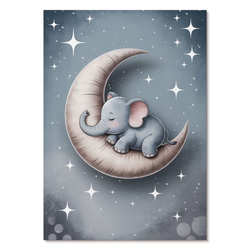 Plakat na Ścianę Tulup 29,7x42 cm (A3) Słoń i księżyc Do sypialni, pokoju dziecięcego, garderoby 1 szt.