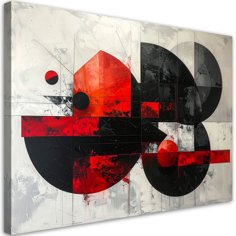 Obraz do salonu sypialni biura Feeby Abstrakcyjne koła kształty czerwony czarny 120x80cm 1szt