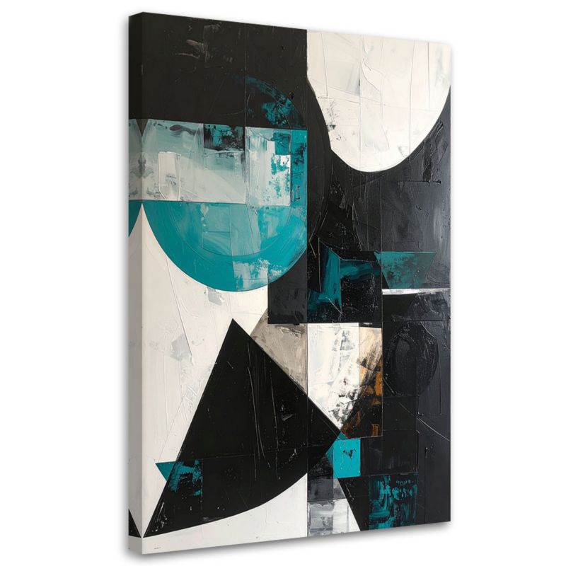 Obraz do salonu biura kuchni Feeby Abstrakcyjne kształty turkusowy czarny 60x90cm 1szt