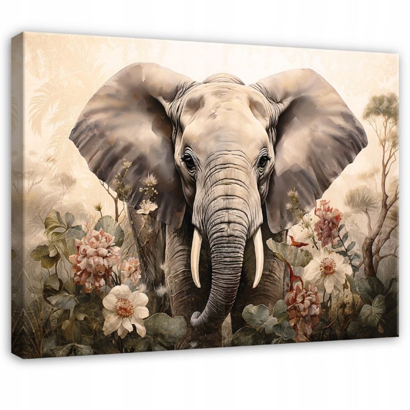 Obraz WALLARENA Dla Dzieci Na Płótnie Dla Dzieci Zwierzęta Słoń Beżowy 120x80 cm PP14886O20 1 szt.