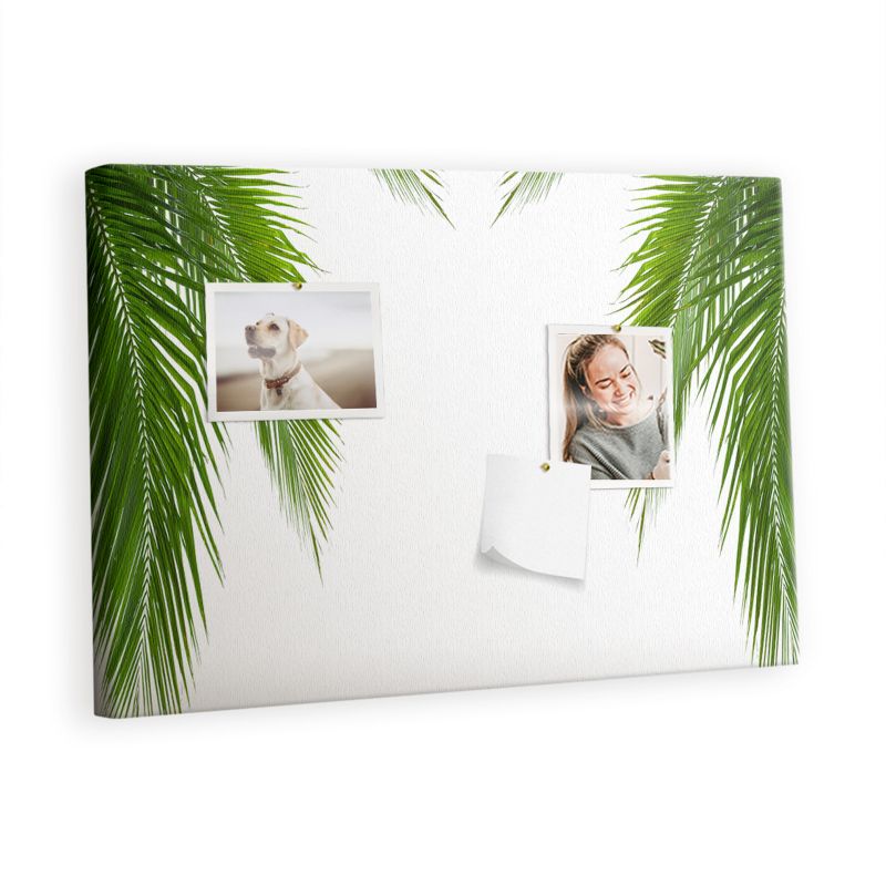 Tablica Korkowa Z Pinezkami Tulup 60x40 cm Liście palma natura Organizer ścienny Pinezki drewniane 1 kpl